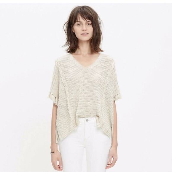 Madewell | Soft Boxy Knit Cream Fringe  Top Size S - Picture 1 of 7